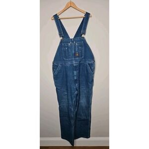 Big Smith Bib Overalls Men 40 X 30 Blue Denim Jean Carpenter Farmer Work Country